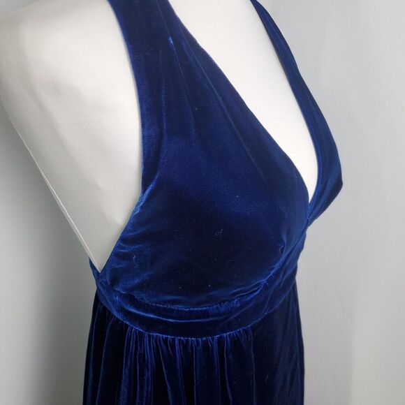 Vintage Blue Velvet Maxi Dress, Size 9 - Picture 5 of 7